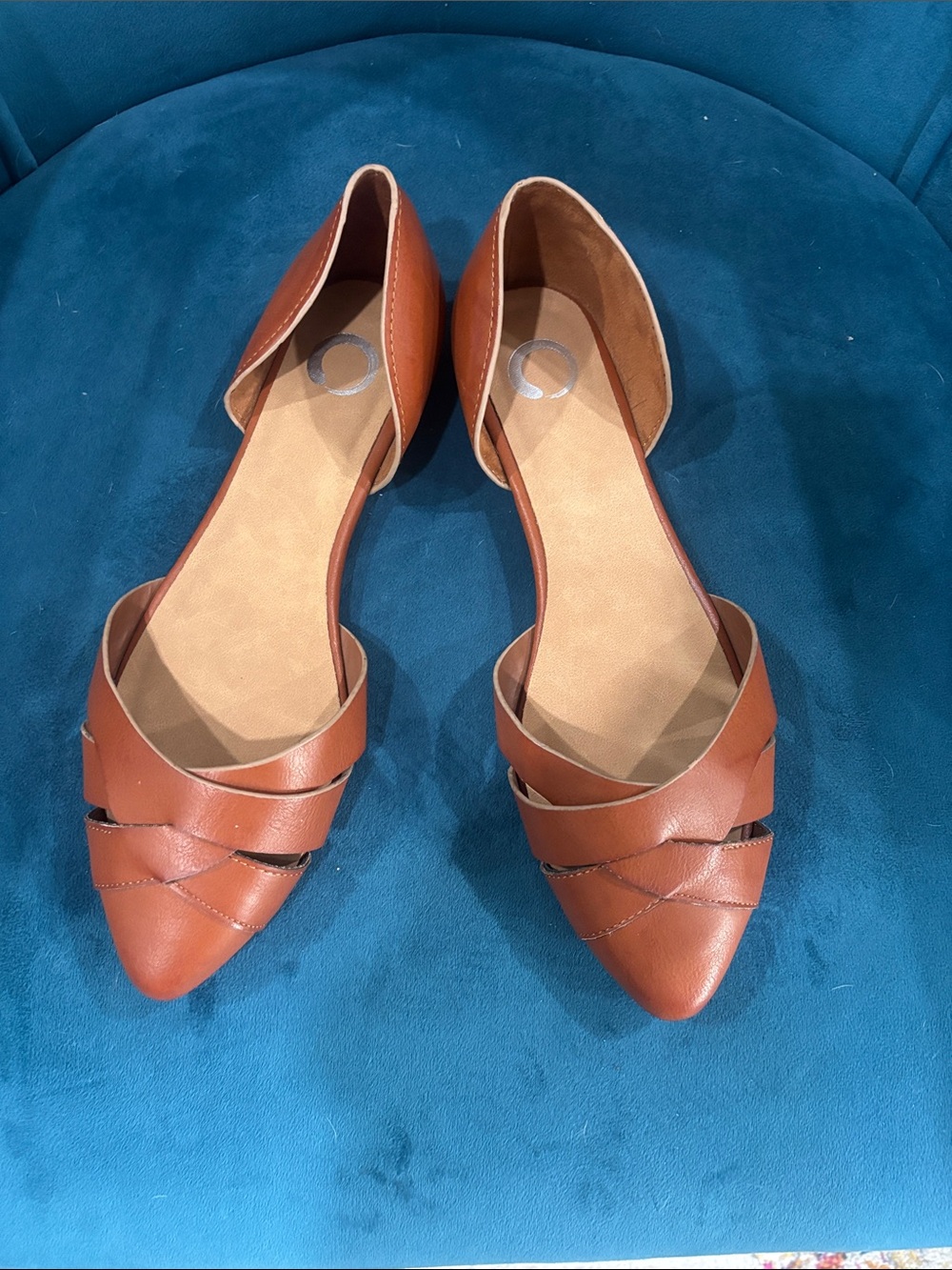 Women's Tan Pointed D'Orsay Flats - Classic Slip-On Style